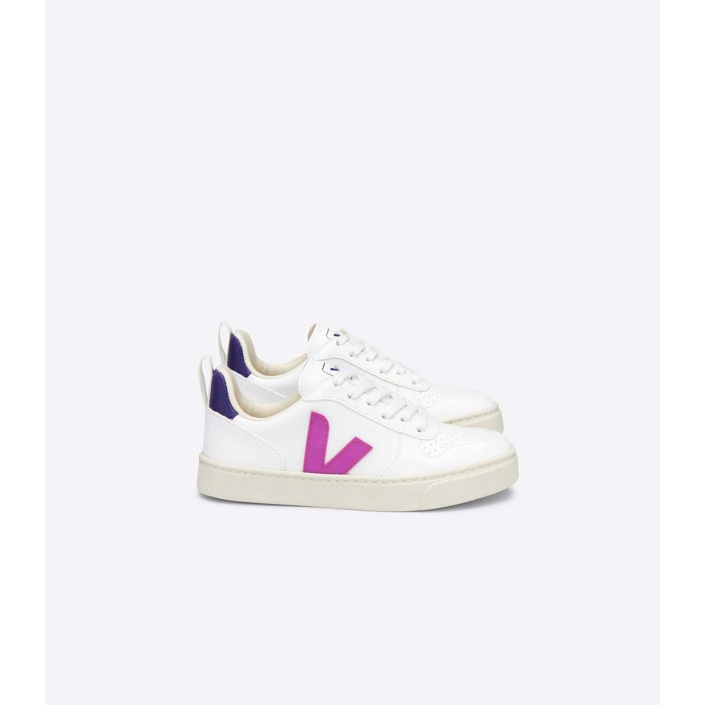 Kids\' Veja V-10 LACES CWL Shoes White/Purple | ZA 793MQZ